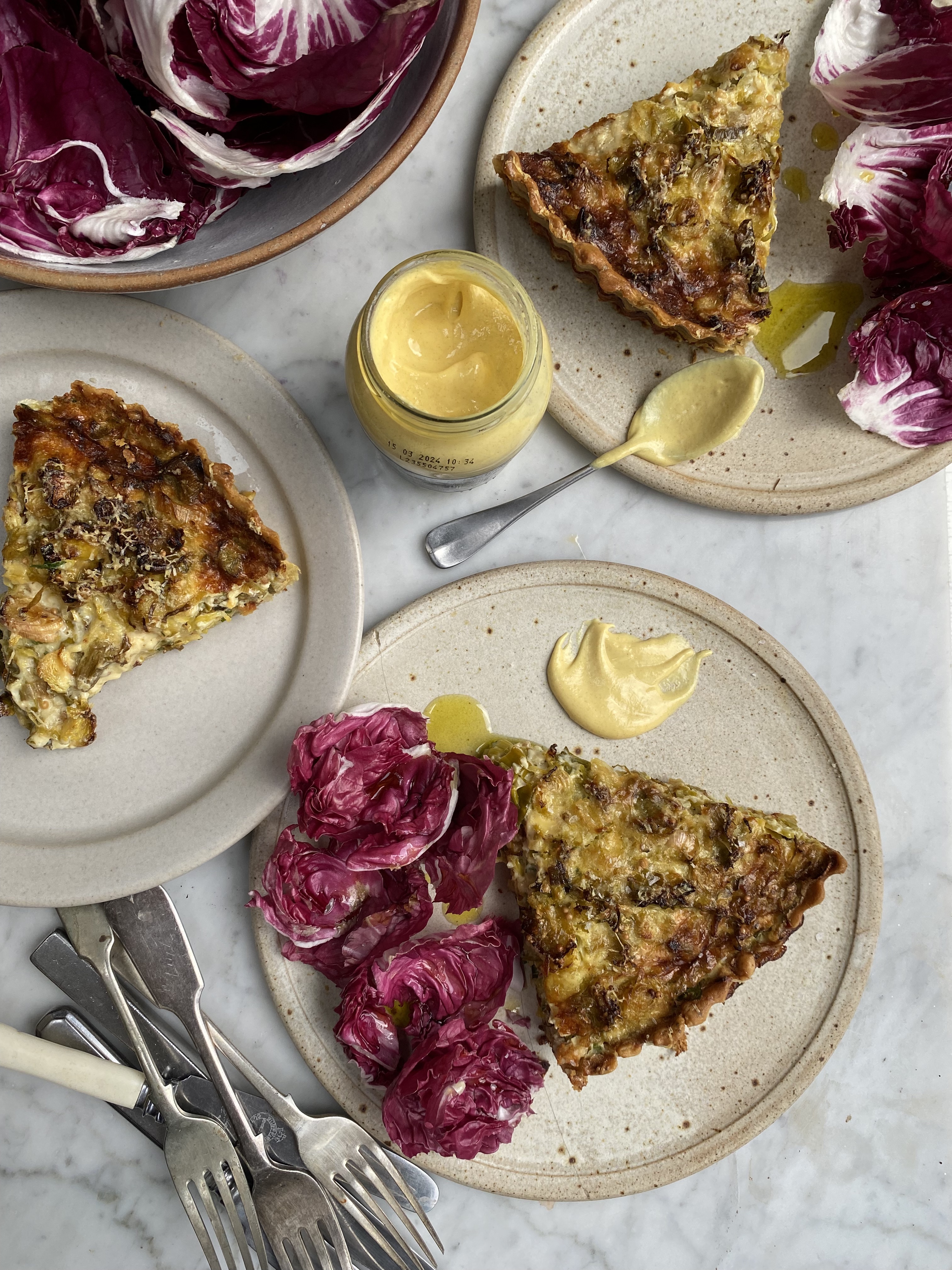 Crispy Brussel Sprout and Comté Tart with Comté Spiked Pastry